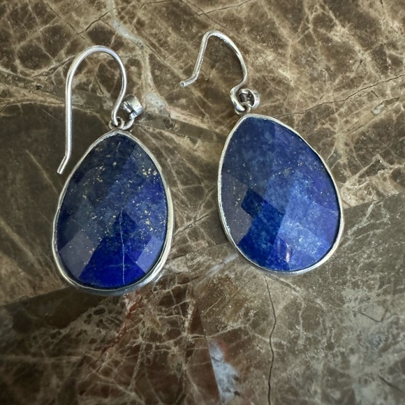 Silpada Sterling Silver ‘Twilight Drop’ Lapis Lazuli & CZ Teardrop Earrings - Picture 3 of 4